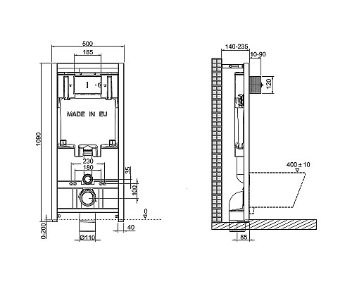 Комплект унитаза с инсталляцией Jacob Delafon Brive E21733RU-00 с сиденьем Микролифт и клавишей смыва Хром