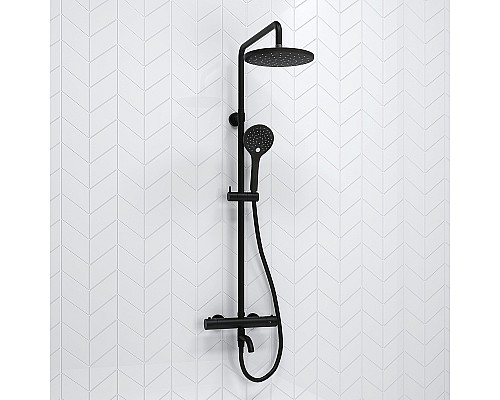 Душевая система WasserKRAFT A288.077.078.BM Thermo с термостатом Черная матовая