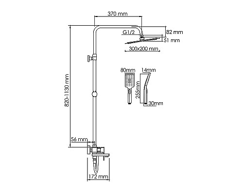 Душевая система WasserKRAFT A177.069.126.087.CH Хром