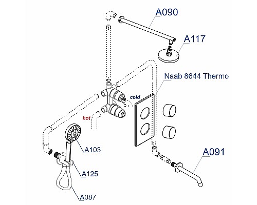 Душевая система WasserKRAFT A178644 Thermo с термостатом Хром