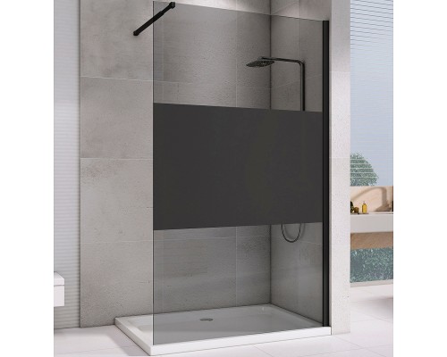 Душевая перегородка Abber Immer Offen 100 AG69100BT профиль Черный стекло прозрачное с тонированной полосой