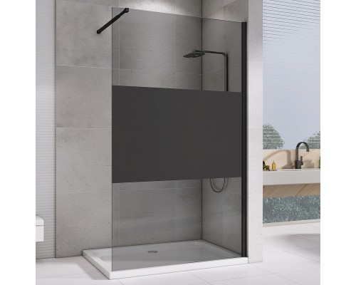 Душевая перегородка Abber Immer Offen 100 AG69100BT профиль Черный стекло прозрачное с тонированной полосой