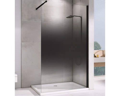 Душевая перегородка Abber Immer Offen 100 AG69103BS профиль Черный стекло прозрачное тонированное