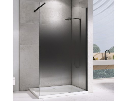 Душевая перегородка Abber Immer Offen 100 AG69103BS профиль Черный стекло прозрачное тонированное