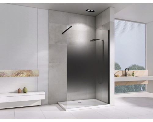 Душевая перегородка Abber Immer Offen 100 AG69103BS профиль Черный стекло прозрачное тонированное