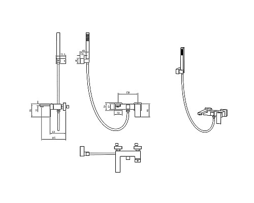 Смеситель для ванны Boheme Qubic 473-CR Хром