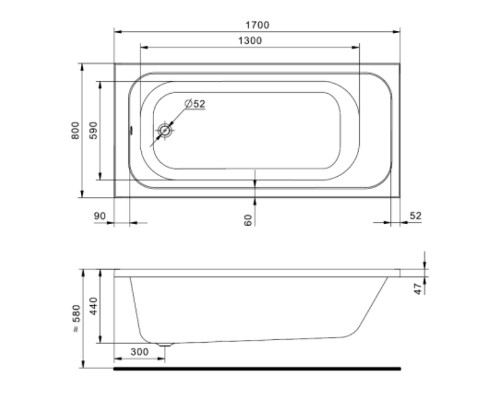 Акриловая ванна Santek Ламма 170x80 без гидромассажа