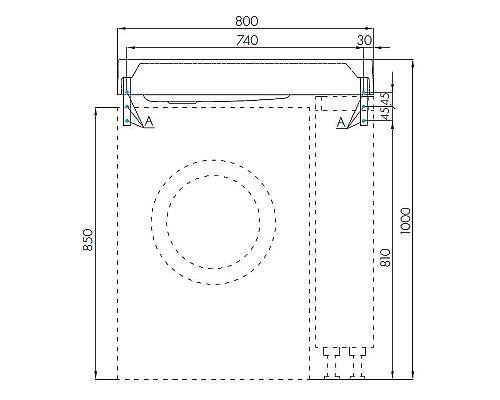 Раковина Aquaton Рейн 80 L 1A72113KRW210 на стиральную машину Графит