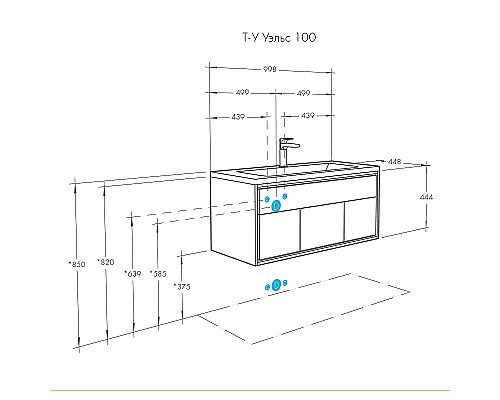 Тумба под раковину Aquaton Уэльс 80 1A267901WA6A0 подвесная Авеллино грей Антрацит