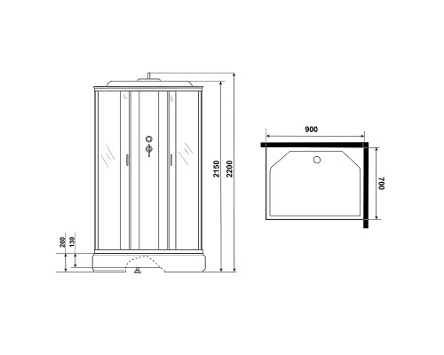 Душевая кабина Niagara Classic 90x70 NG-33974-14QG с гидромассажем
