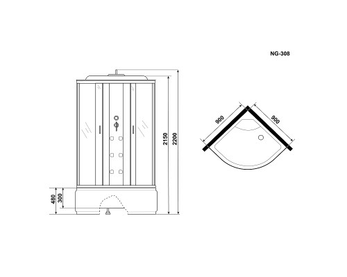 Душевая кабина Niagara Ultra 90x90 NG-308-01 с гидромассажем