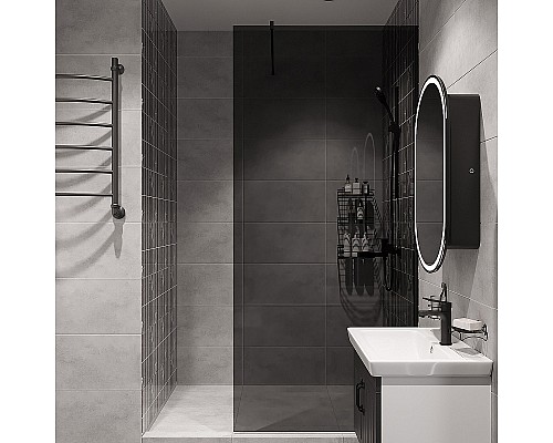 Душевая перегородка STWORKI Берген 100 MV-BE-100-BL-T профиль Черный матовый стекло тонированное