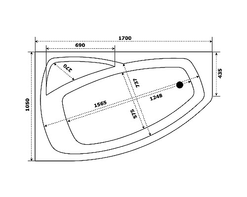 Акриловая ванна STWORKI Монтре 170x105 L Mn1700L без гидромассажа
