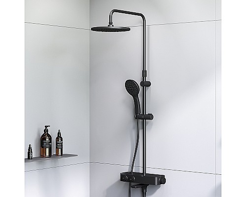 Душевая система AM.PM Inspire V2.0 F0750A522 с термостатом Черная матовая