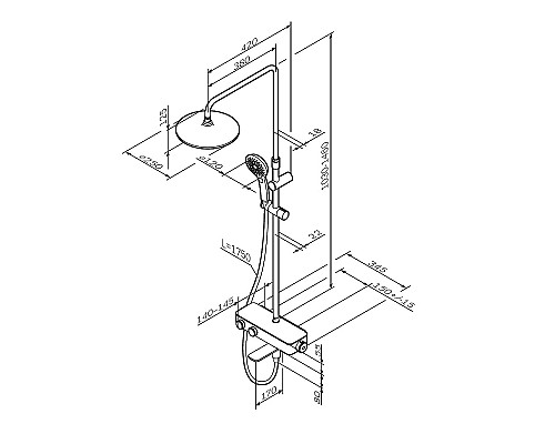 Душевая система AM.PM Inspire V2.0 F0750A522 с термостатом Черная матовая