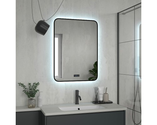Зеркало Reflection Shadow 600х800 RF5732SH с подсветкой Черное с сенсорным выключателем, диммером, подогревом и часами
