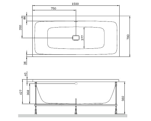 Акриловая ванна AM.PM Func 150х70 W84A-150-070W-A без гидромассажа