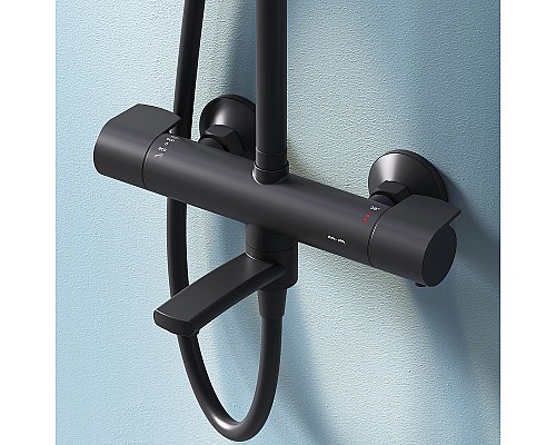 Душевая система AM.PM X-Joy F0785A522 с термостатом Черная матовая