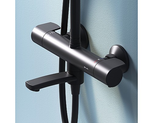 Душевая система AM.PM X-Joy F0785A522 с термостатом Черная матовая