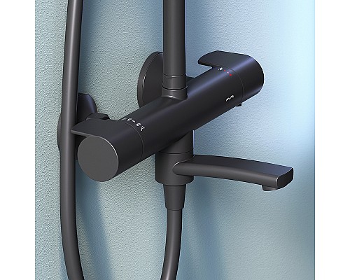 Душевая система AM.PM X-Joy F0785A522 с термостатом Черная матовая