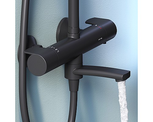 Душевая система AM.PM X-Joy F0785A522 с термостатом Черная матовая