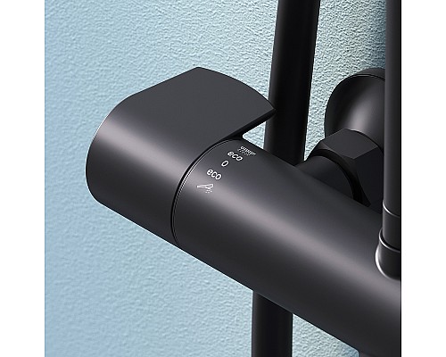 Душевая система AM.PM X-Joy F0785A522 с термостатом Черная матовая