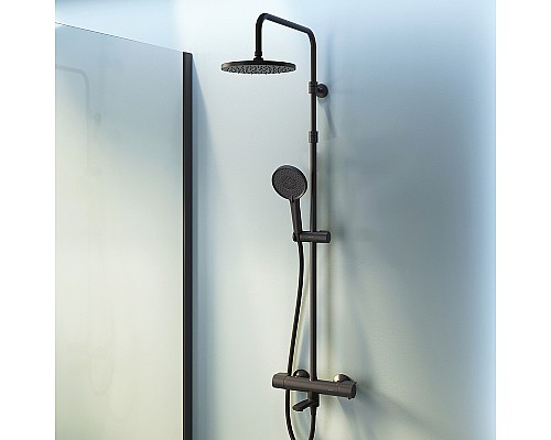 Душевая система AM.PM X-Joy F0785A522 с термостатом Черная матовая