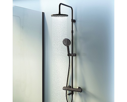 Душевая система AM.PM X-Joy F0785A522 с термостатом Черная матовая