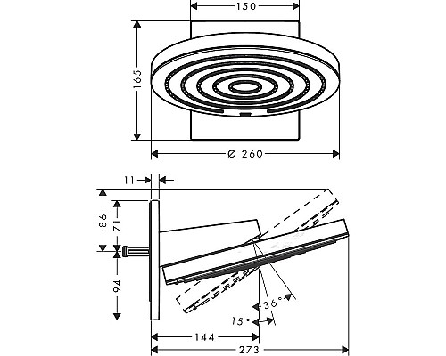 Верхний душ Hansgrohe Pulsify S 24150670 Черный матовый