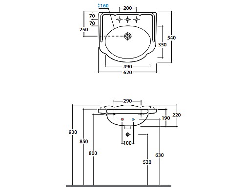 Раковина Globo Paestum 62 PA057.BI*1 Белая