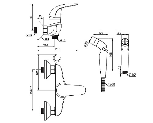 Гигиенический душ со смесителем Damixa Eclipse 318000000 Хром