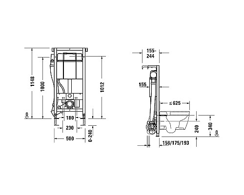 Инсталляция Duravit DuraSystem WD1014000000 для унитаза без клавиши смыва