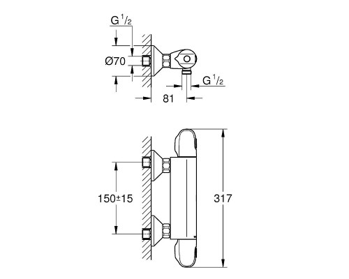 Смеситель для душа Grohe Grohtherm 1000 с термостатом Хром