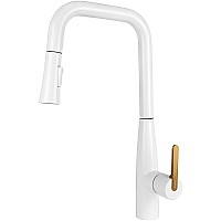 Смеситель для кухни Kaiser Claro 22144-4 Белый матовый Шлифованное золото