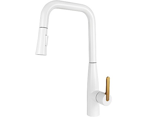 Смеситель для кухни Kaiser Claro 22144-4 Белый матовый Шлифованное золото