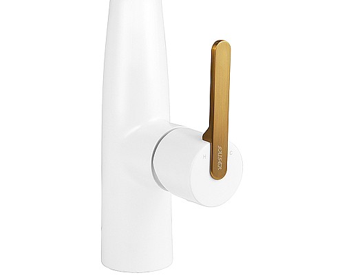 Смеситель для кухни Kaiser Claro 22144-4 Белый матовый Шлифованное золото