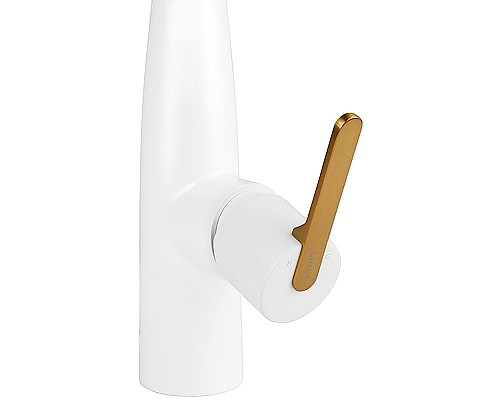 Смеситель для кухни Kaiser Claro 22144-4 Белый матовый Шлифованное золото