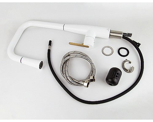 Смеситель для кухни Kaiser Claro 22144-4 Белый матовый Шлифованное золото