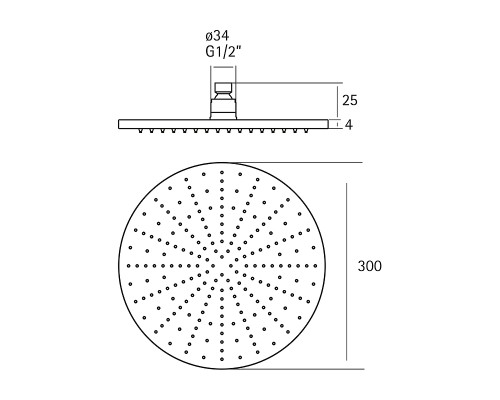 Верхний душ Cisal Xion DS016420D1 Нержавеющая сталь