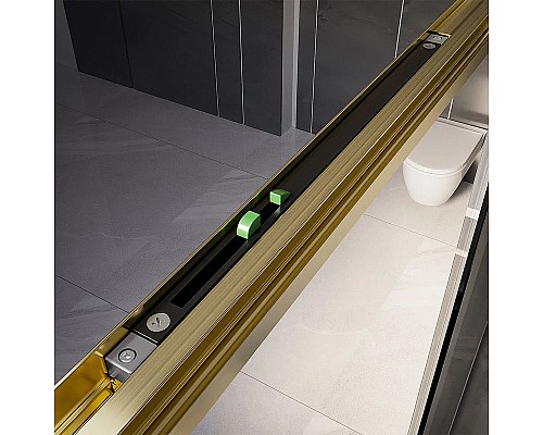 Душевая дверь Veconi Premium Trento PTD-30G 150 PTD30-G-150-01-C4 профиль Брашированное золото стекло прозрачное