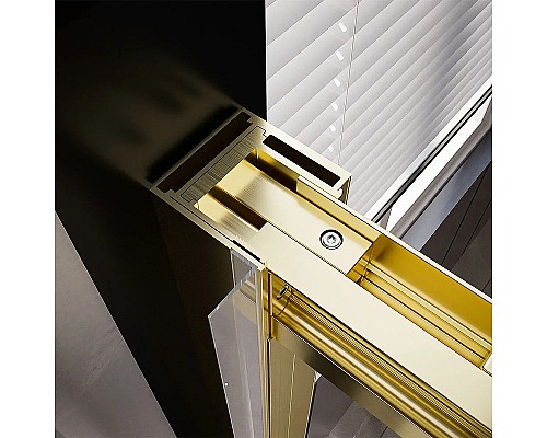 Душевая дверь Veconi Premium Trento PTD-30G 150 PTD30-G-150-01-C4 профиль Брашированное золото стекло прозрачное