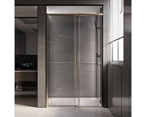 Душевая дверь Veconi Premium Trento PTD-40G 130 PTD40-G-130-01-C4 профиль Брашированное золото стекло прозрачное