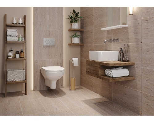 Комплект унитаза с инсталляцией Cersanit City 64121 с сиденьем Микролифт и клавишей смыва Хром глянцевый