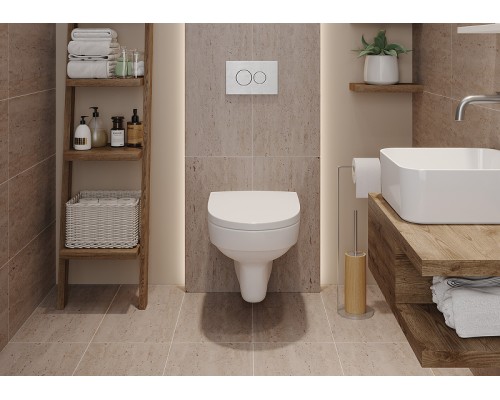 Комплект унитаза с инсталляцией Cersanit City 64121 с сиденьем Микролифт и клавишей смыва Хром глянцевый