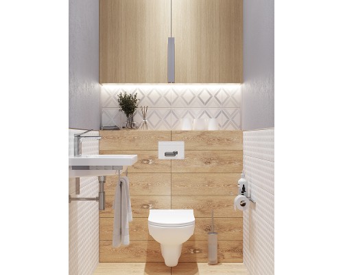 Комплект унитаза с инсталляцией Cersanit City 64121 с сиденьем Микролифт и клавишей смыва Хром глянцевый