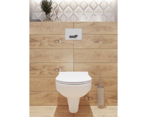 Комплект унитаза с инсталляцией Cersanit City 64121 с сиденьем Микролифт и клавишей смыва Хром глянцевый