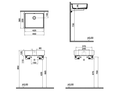 Раковина-чаша Vitra ArchiPlan 45 7403B003-0012 Белая
