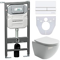 Комплект унитаза с инсталляцией Ceramicanova Metropol CN4002_1002W_1000 с сиденьем Микролифт и Белой клавишей смыва
