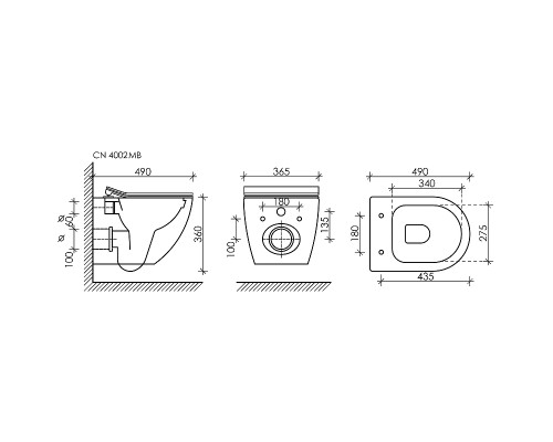 Комплект унитаза с инсталляцией Ceramicanova Metropol CN4002MB_1001M_1000 с сиденьем Микролифт и клавишей смыва Хром матовый