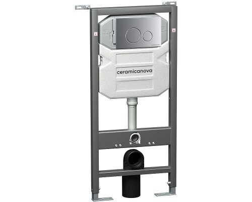 Комплект унитаза с инсталляцией Ceramicanova Metropol CN4002MB_1001M_1000 с сиденьем Микролифт и клавишей смыва Хром матовый